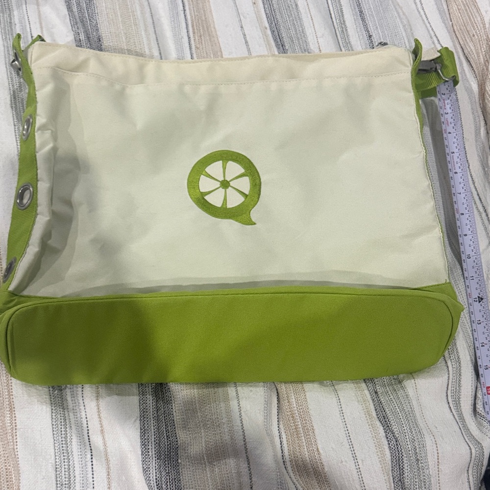 Creative Memories Cream and Lime Green Crossbody Bag